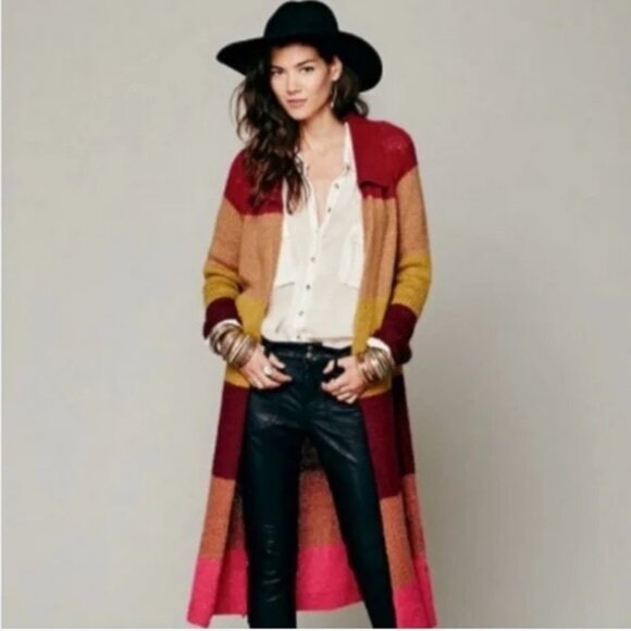 Free People Over The Rainbow Mohair Blend Cardigan Duster Sweater ITALY 🇮🇹 S/P - Picture 3 of 14